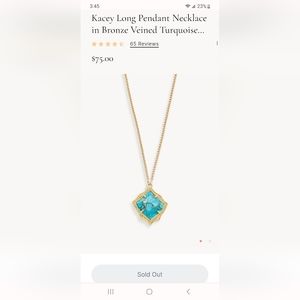 Kendra Scott Kacey Necklace Gold with Bronze Veined Turquoise